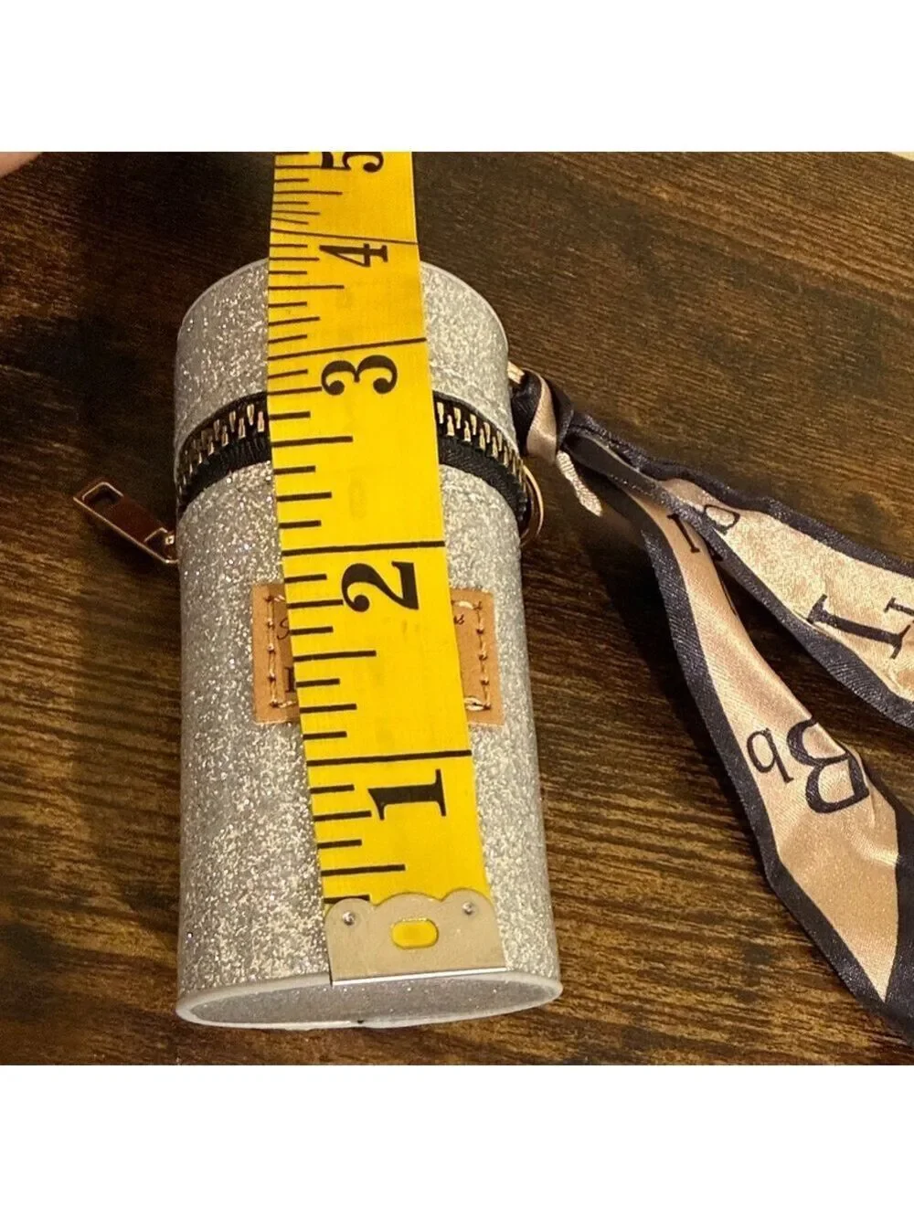Silver Lip Gloss Case Keychain Holder